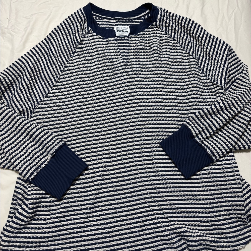 American Eagle Outfitters Navy and White Striped Sweater